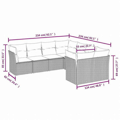 vidaXL ガーデンラウンジ8点セット クッション付き グレー ポリラタン製家具 アウトドア家具 屋外家具セット(代引不可)