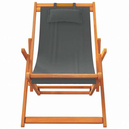 vidaXL 折りたたみビーチチェア 2点 布製 グレー家具 アウトドア家具 屋外椅子 アウトドアベンチチェア(代引不可)