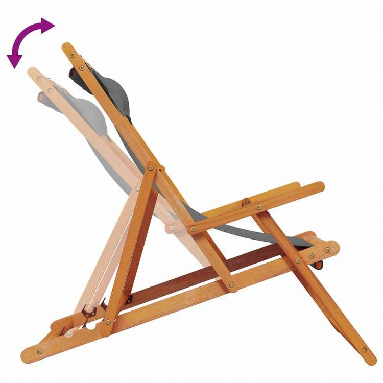 vidaXL 折りたたみビーチチェア 2点 布製 グレー家具 アウトドア家具 屋外椅子 アウトドアベンチチェア(代引不可)