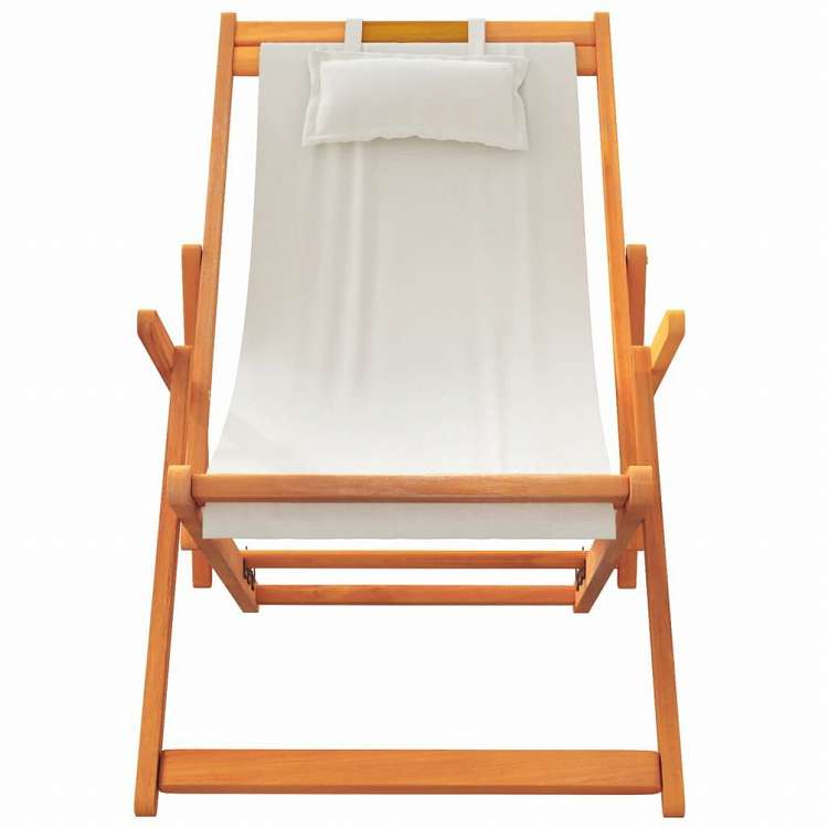 vidaXL 折りたたみビーチチェア 2点 布製 クリーム家具 アウトドア家具 屋外椅子 アウトドアベンチチェア(代引不可)