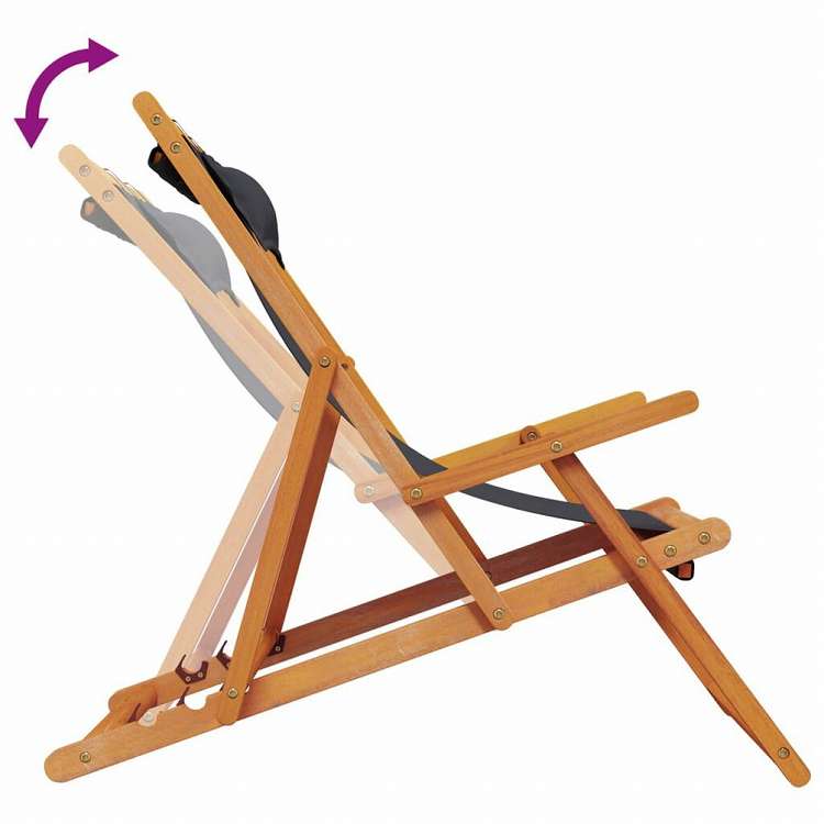 vidaXL 折りたたみビーチチェア 2点 布製 ブラック家具 アウトドア家具 屋外椅子 アウトドアベンチチェア(代引不可)