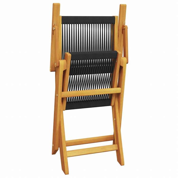vidaXL 折りたたみガーデンチェア 4点セット ブラック アカシア無垢材家具 アウトドア家具 屋外椅子 アウトドアベンチチェア(代引不可)