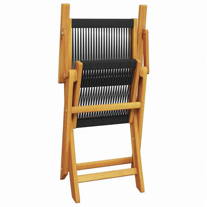 vidaXL 折りたたみガーデンチェア 4点セット ブラック アカシア無垢材家具 アウトドア家具 屋外椅子 アウトドアベンチチェア(代引不可)