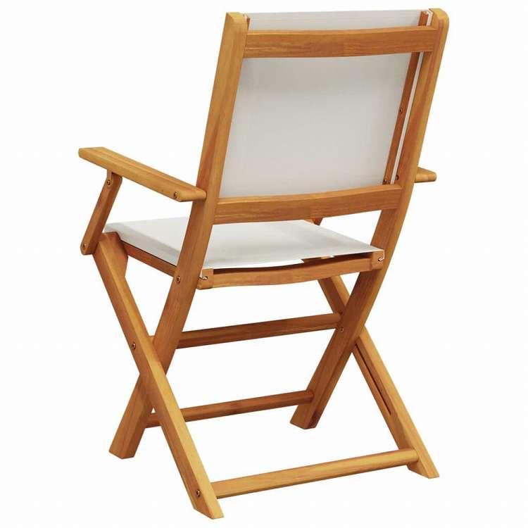 vidaXL 折りたたみ式ガーデンチェア 6点 クリームホワイト ファブリック&無垢材家具 アウトドア家具 屋外椅子 アウトドアベンチチェア(代引不可)