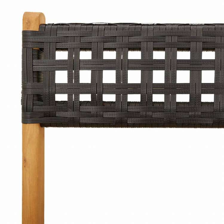 vidaXL 折りたたみガーデンチェア 4点 ブラック ポリラタン&無垢材家具 アウトドア家具 屋外椅子 アウトドアベンチチェア(代引不可)