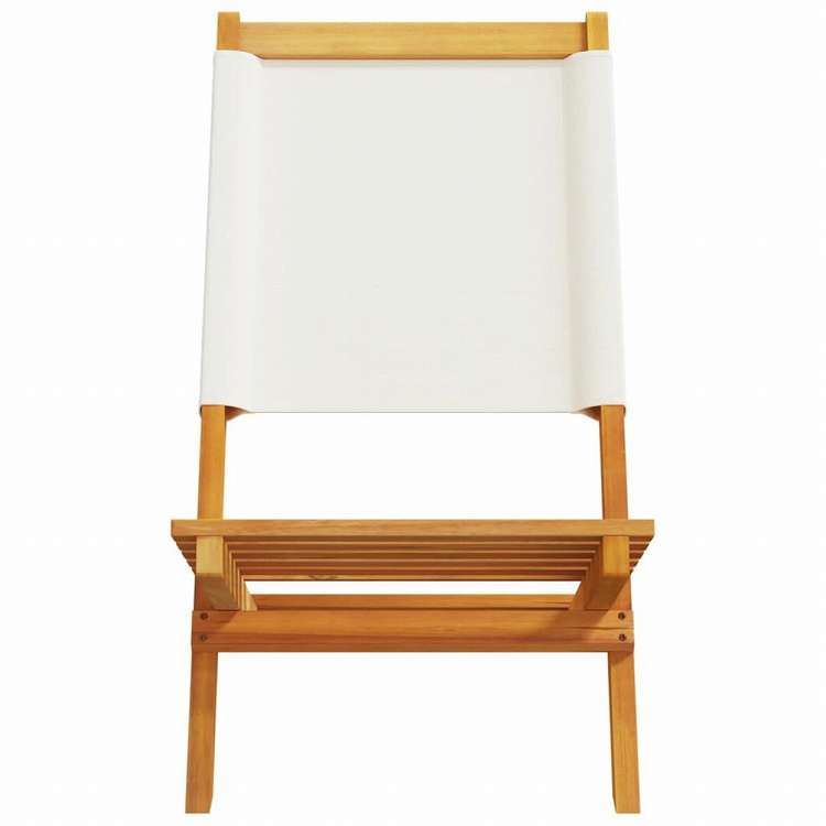 vidaXL 折りたたみ式ガーデンチェア 4点 クリームホワイト ファブリック&無垢材家具 アウトドア家具 屋外椅子 アウトドアベンチチェア(代引不可)