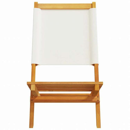 vidaXL 折りたたみ式ガーデンチェア 4点 クリームホワイト ファブリック&無垢材家具 アウトドア家具 屋外椅子 アウトドアベンチチェア(代引不可)