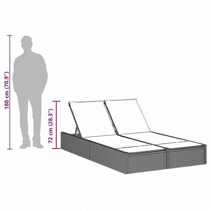 vidaXL 2人掛けサンラウンジャー クッション付き グレー ポリラタン家具 アウトドア家具 屋外椅子 サンラウンジャー(代引不可)