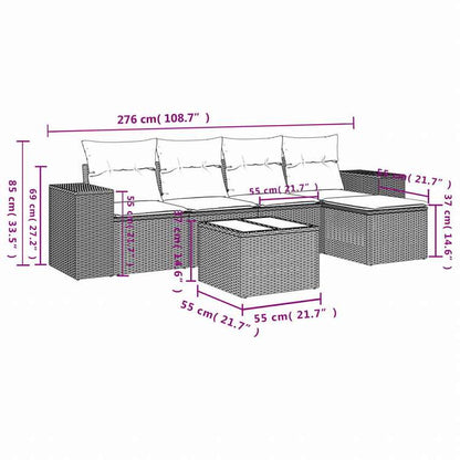 vidaXL ガーデンソファ6点セット クッション付き グレー ポリラタン製家具 アウトドア家具 屋外椅子 屋外用組み合わせソファセット(代引不可)