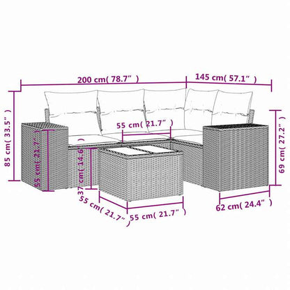 vidaXL ガーデンソファ5点セット クッション付き グレー ポリラタン製家具 アウトドア家具 屋外椅子 屋外用組み合わせソファセット(代引不可)