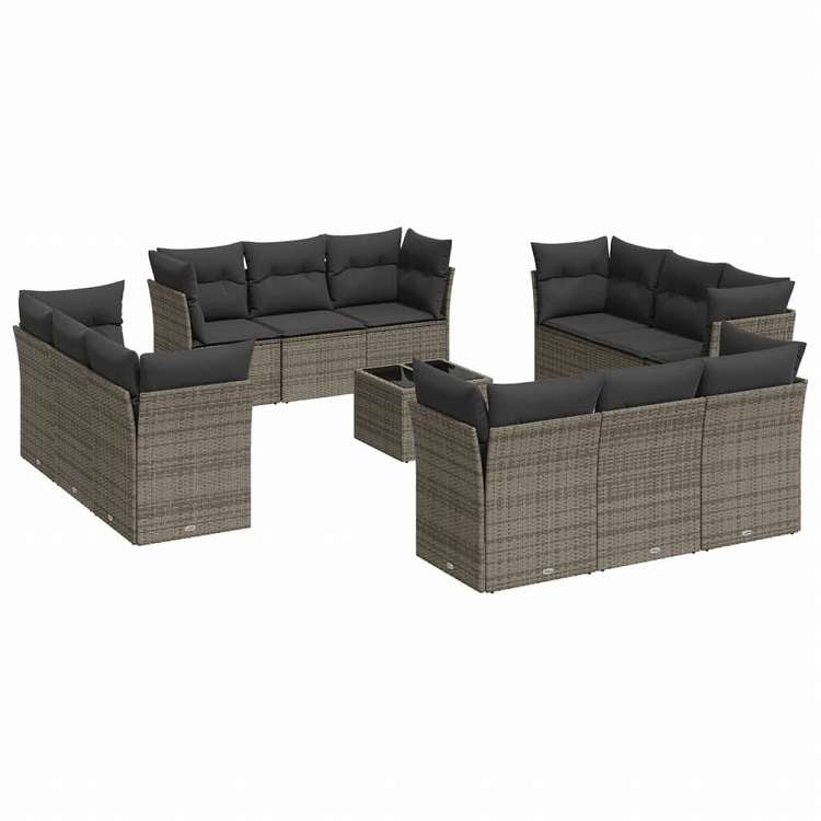 vidaXL ガーデンラウンジ13点セット クッション付き グレー ポリラタン製家具 アウトドア家具 屋外家具セット(代引不可)