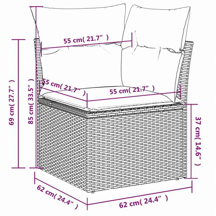 vidaXL ガーデンソファ7点セット クッション付き グレー ポリラタン家具 アウトドア家具 屋外椅子 屋外用組み合わせソファセット(代引不可)