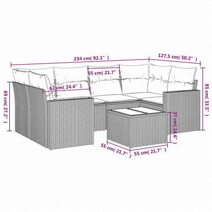vidaXL ガーデンソファ7点セット クッション付き グレー ポリラタン家具 アウトドア家具 屋外椅子 屋外用組み合わせソファセット(代引不可)