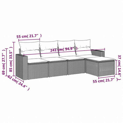 vidaXL ガーデンソファ5点セット クッション付き グレー ポリラタン製家具 アウトドア家具 屋外椅子 屋外用組み合わせソファセット(代引不可)