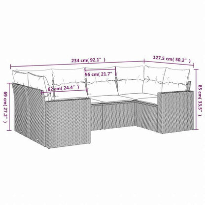 vidaXL ガーデンソファ6点セット クッション付き グレー ポリラタン製家具 アウトドア家具 屋外椅子 屋外用組み合わせソファセット(代引不可)