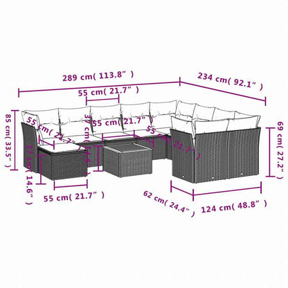 vidaXL ガーデンソファ11点セット クッション付き ポリラタン製 グレー家具 アウトドア家具 屋外家具セット(代引不可)