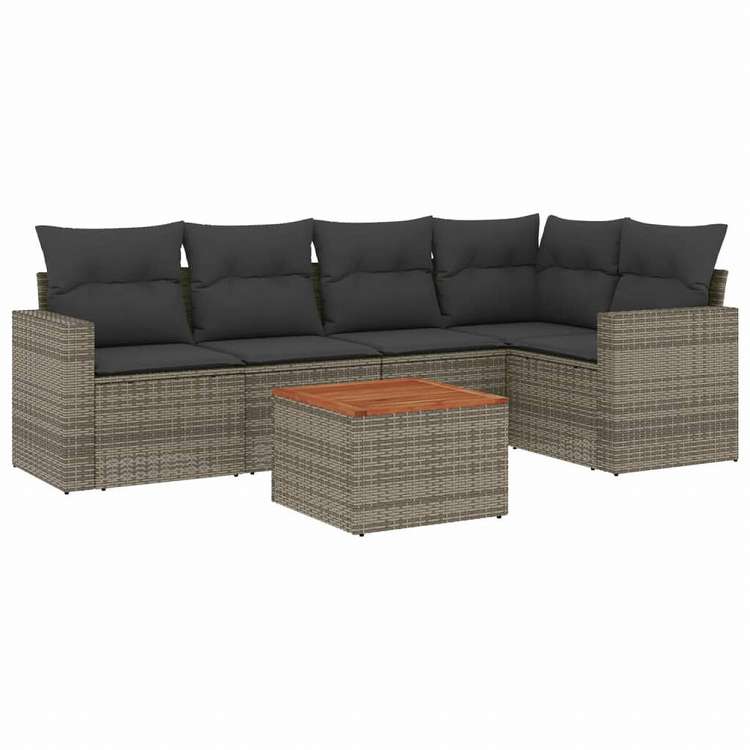 vidaXL ガーデンソファ6点セット クッション付き グレー ポリラタン製家具 アウトドア家具 屋外家具セット(代引不可)