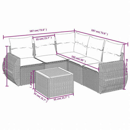 vidaXL ガーデンソファ6点セット クッション付き グレー ポリラタン製家具 アウトドア家具 屋外家具セット(代引不可)
