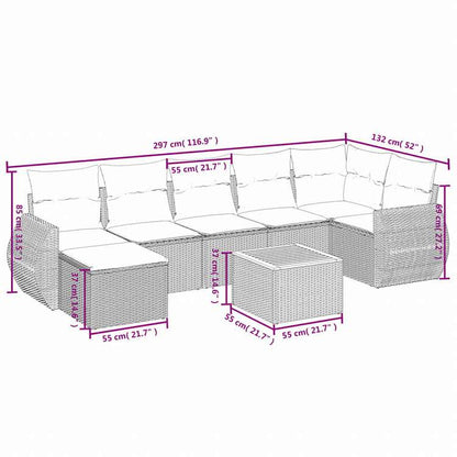 vidaXL ガーデンラウンジ8点セット クッション付き グレー ポリラタン製家具 アウトドア家具 屋外家具セット(代引不可)
