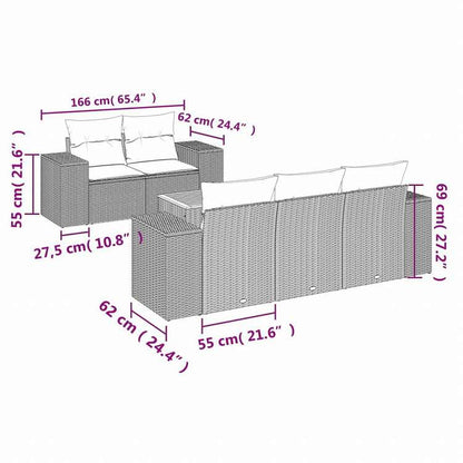 vidaXL ガーデンソファ6点セット クッション付き グレー ポリラタン製家具 アウトドア家具 屋外家具セット(代引不可)