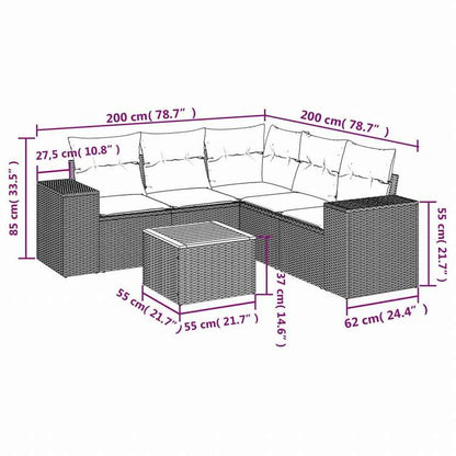 vidaXL ガーデンソファ6点セット クッション付き グレー ポリラタン製家具 アウトドア家具 屋外家具セット(代引不可)