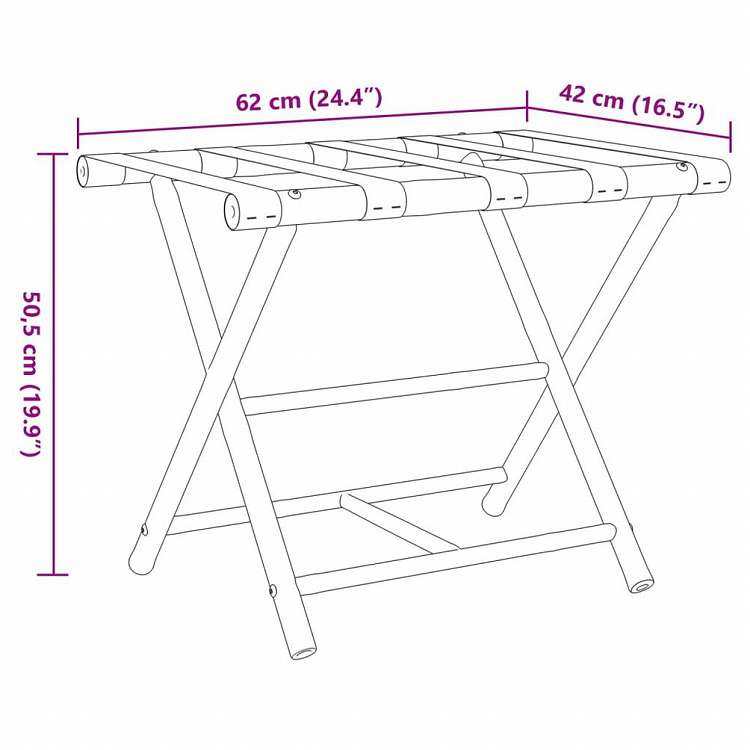 vidaXL 折りたたみ式荷物ラック 62x42x50.5 cm 竹製スーツケース&かばん 旅行用鞄用品 Luggage Racks & Stands(代引不可)