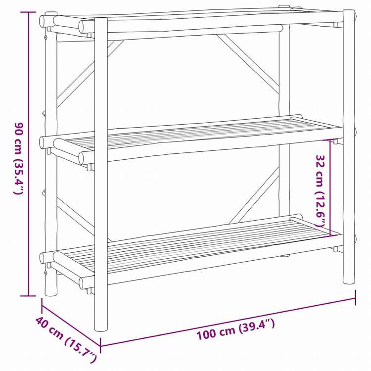 vidaXL 3段シェルフ 100x40x90 cm 竹製家具 棚(代引不可)