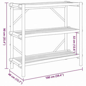 vidaXL 3段シェルフ 100x40x90 cm 竹製家具 棚(代引不可)