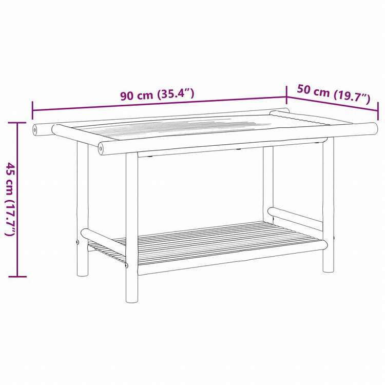 vidaXL コーヒーテーブル 90x50x45 cm 竹製家具 テーブル アクセントテーブル コーヒーテーブル(代引不可)