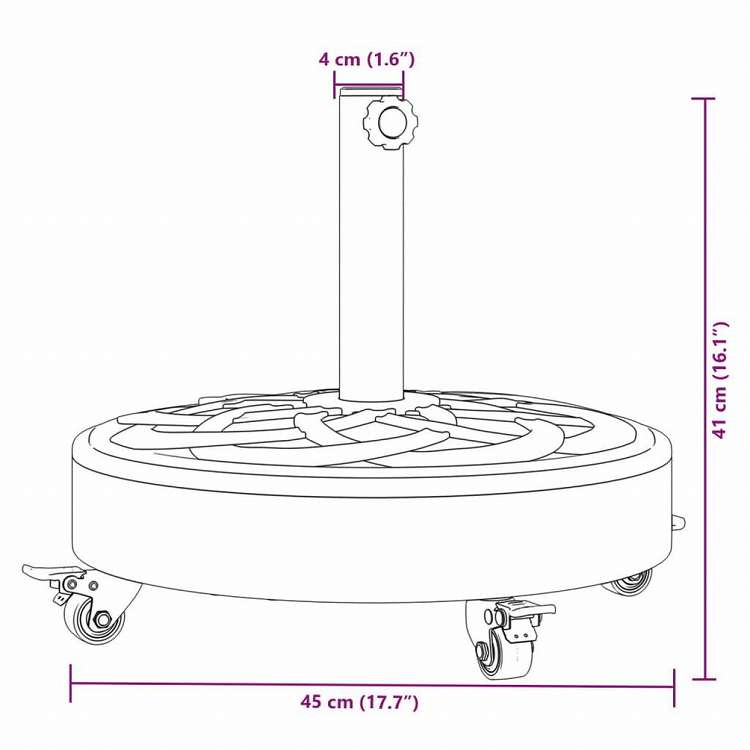 vidaXL パラソルベース ホイール付き O38 / 48 mm ポール用 27 kg ラウンドホーム&ガーデン 芝&ガーデン アウトドアリビング アウトドアアンブレラ&パラソルアクセサリー 屋外用アンブレラ土台(代引不可)