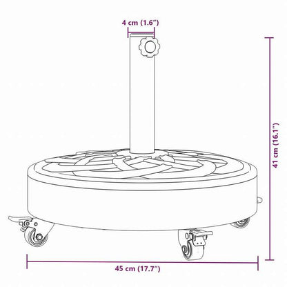 vidaXL パラソルベース ホイール付き O38 / 48 mm ポール用 27 kg ラウンドホーム&ガーデン 芝&ガーデン アウトドアリビング アウトドアアンブレラ&パラソルアクセサリー 屋外用アンブレラ土台(代引不可)