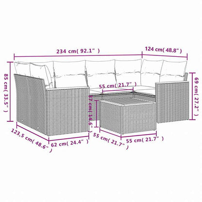 vidaXL ガーデンソファ7点セット クッション付き グレー ポリラタン家具 アウトドア家具 屋外家具セット(代引不可)