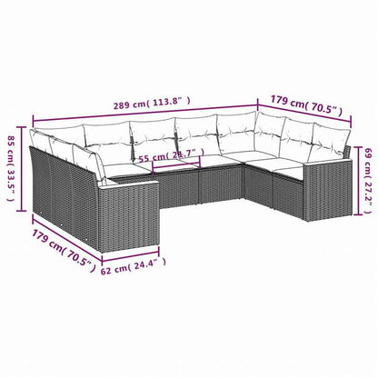 vidaXL ガーデンソファ9点セット クッション付き ポリラタン製 グレー家具 アウトドア家具 屋外家具セット(代引不可)
