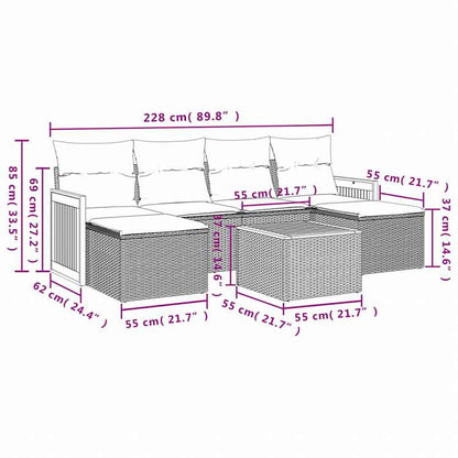vidaXL ガーデンソファ7点セット クッション付き グレー ポリラタン家具 アウトドア家具 屋外家具セット(代引不可)