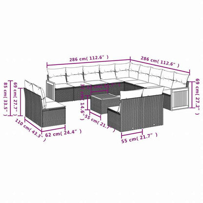 vidaXL ガーデンラウンジ14点セット クッション付き グレー ポリラタン製家具 アウトドア家具 屋外家具セット(代引不可)