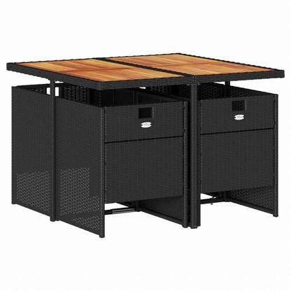 vidaXL ガーデンダイニング5点セット クッション付き ブラック ポリラタン製家具 アウトドア家具 屋外家具セット(代引不可)