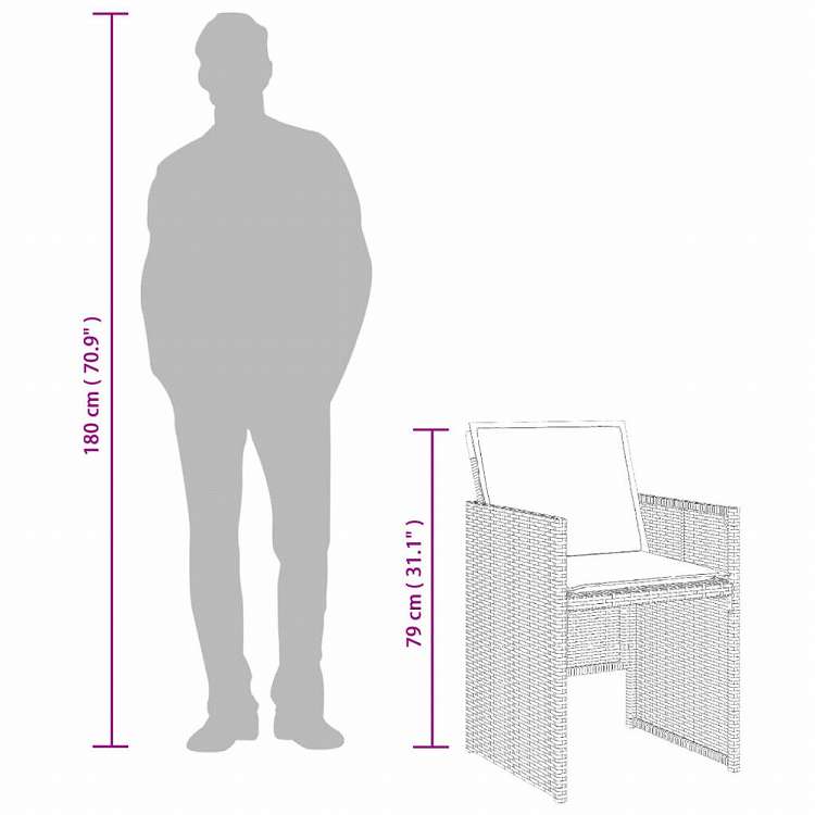 vidaXL ガーデンダイニング7点セット クッション付き ポリラタン製 グレー家具 アウトドア家具 屋外家具セット(代引不可)