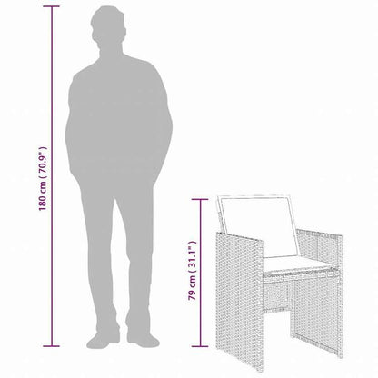 vidaXL ガーデンダイニング7点セット クッション付き ブラック ポリラタン製家具 アウトドア家具 屋外家具セット(代引不可)