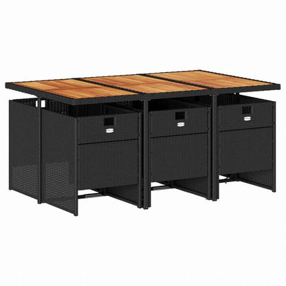 vidaXL ガーデンダイニング7点セット クッション付き ブラック ポリラタン製家具 アウトドア家具 屋外家具セット(代引不可)