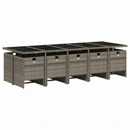 vidaXL ガーデンダイニング11点セット クッション付き グレー ポリラタン製家具 アウトドア家具 屋外家具セット(代引不可)