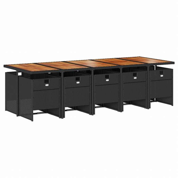 vidaXL ガーデンダイニング3点セット クッション付き ブラック ポリラタン製家具 アウトドア家具 屋外家具セット(代引不可)