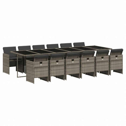 vidaXL ガーデンダイニング13点セット クッション付き グレー ポリラタン製家具 アウトドア家具 屋外家具セット(代引不可)