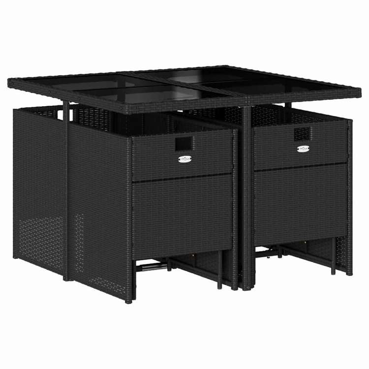 vidaXL ガーデンダイニング9点セット クッション付き ブラック ポリラタン製家具 アウトドア家具 屋外家具セット(代引不可)