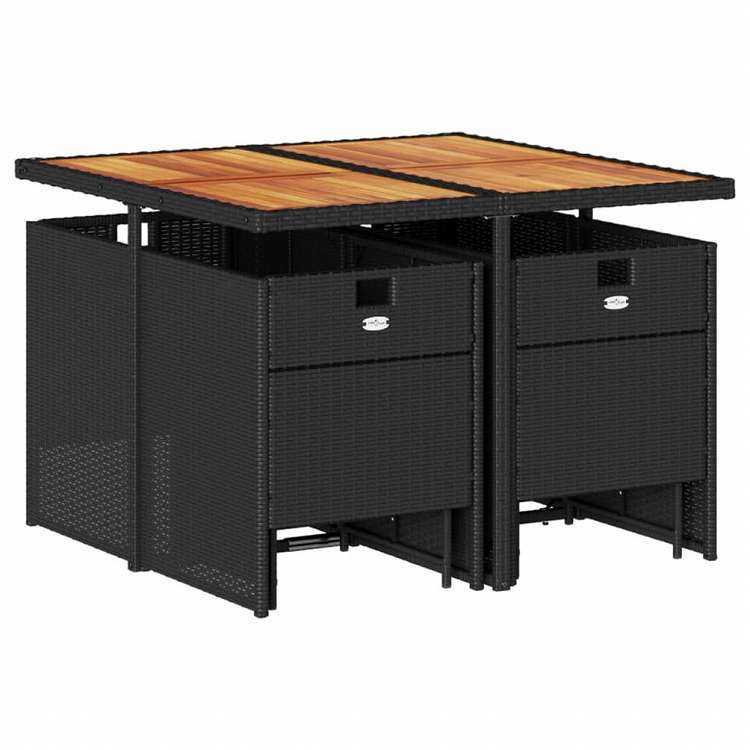 vidaXL ガーデンダイニング9点セット クッション付き ブラック ポリラタン製家具 アウトドア家具 屋外家具セット(代引不可)