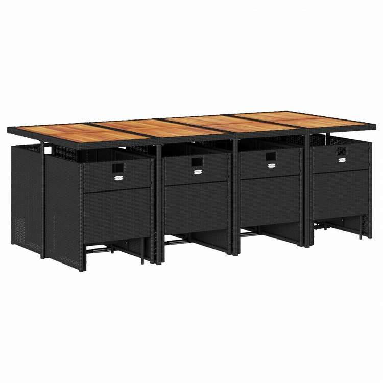 vidaXL ガーデンダイニング13点セット クッション付き ブラック ポリラタン製家具 アウトドア家具 屋外家具セット(代引不可)