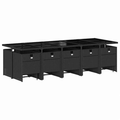 vidaXL ガーデンダイニング15点セット クッション付き ブラック ポリラタン製家具 アウトドア家具 屋外家具セット(代引不可)