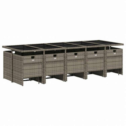 vidaXL ガーデンダイニング15点セット クッション付き グレー ポリラタン製家具 アウトドア家具 屋外家具セット(代引不可)