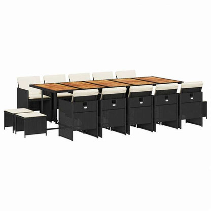 vidaXL ガーデンダイニング15点セット クッション付き ブラック ポリラタン製家具 アウトドア家具 屋外家具セット(代引不可)
