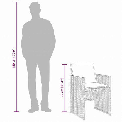 vidaXL ガーデンダイニング3点セット クッション付き ブラック ポリラタン製家具 アウトドア家具 屋外家具セット(代引不可)