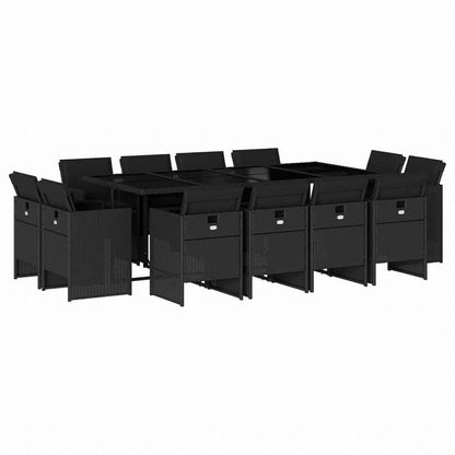 vidaXL ガーデンダイニング13点セット クッション付き ブラック ポリラタン製家具 アウトドア家具 屋外家具セット(代引不可)